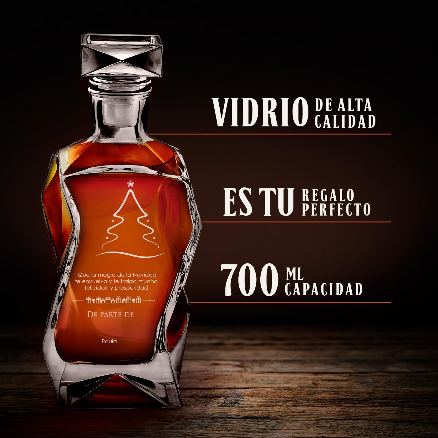 Maverton Set de Whisky Personalizado Decantador 700ml con 6 Vasos 250ml - Regalos Originales para Hombre y Mujer - Decoracion Hogar de Navidad - Diseño Único para Hombre y Mujer Padres Abuelos - Magia