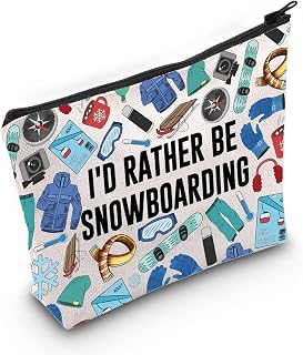 LEVLO Skiing Cosmetic Bag Snowboarding Lover Gift I’d Rather Be Snowboarding Skier Zipper Pouch Bag Snowboard Team Merch (Snowboarding Bag)