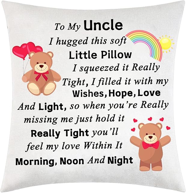 Jerefbns Uncle Cushion Cover Uncle Throw Pillow Cover Uncle Gifts from Niece Nephew Pillowcases Cushion Case Birthday Pillow Case