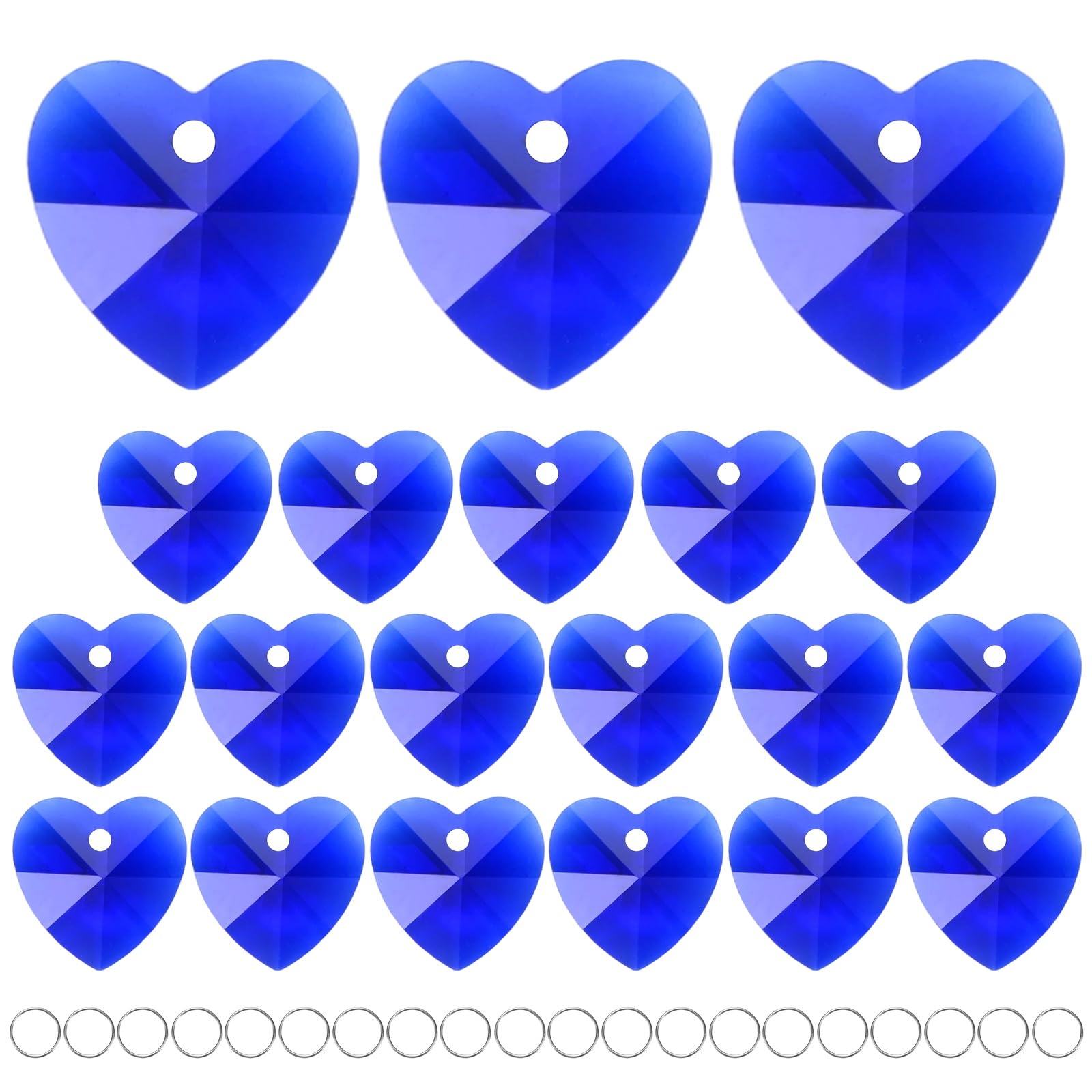 M METERXITY 20-Pack Crystal Heart Shape Prisms, 14mm/0.55 Inch Chandelier Pendant Maker Hanging Crystals Chandelier Prisms for Home/Windows/Garden/DIY Decoration[Blue]