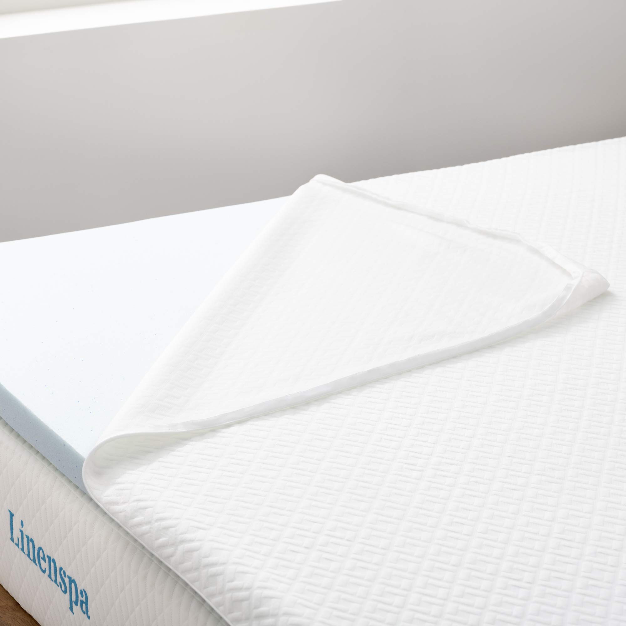 Linenspa Topper Matrimoniale, alto 5 cm | Correttore materasso in Memory Foam con Gel e fodera lavabile con cerniera | Oeko-Tex | 150 x 190 cm
