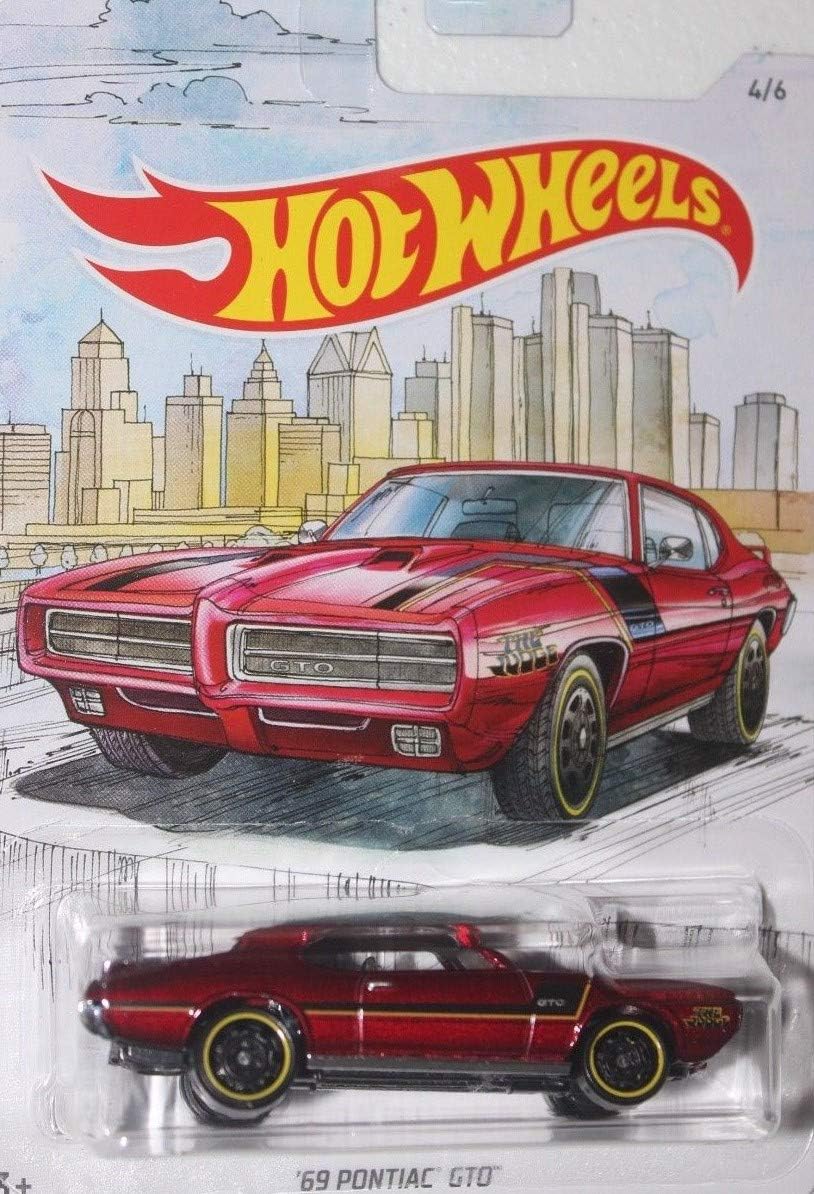 Hot Wheels 1969 Pontiac GTO Die-cast Car, Red, 1:64 Scale, Kids, Unisex