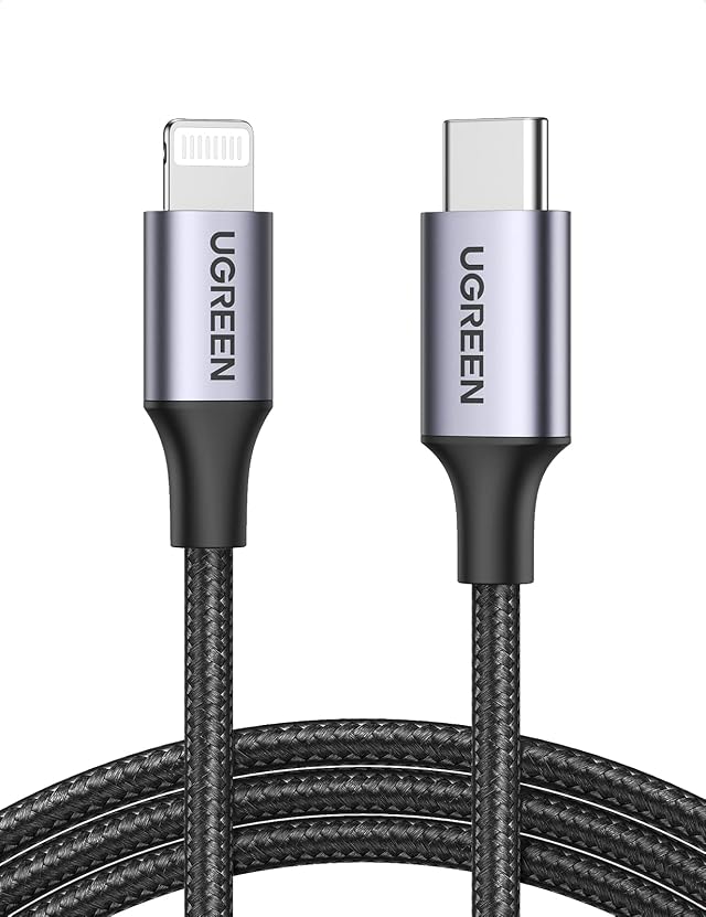 UGREEN Cable Cargador iPhone Lightning MFi Certificado Carga Rápida (1M) | PD 3.0, Trenzado Nylon, Cable USB C a Lightning, Compatible con iPhone 14 13 12 11 SE Pro Max Plus XS XR 8 7 6 5 iPad Mini