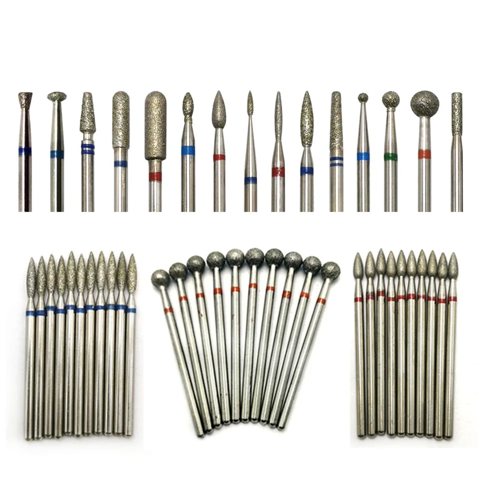 Punte for trapano for unghie, frese diamantate for manicure, fresa for cuticole, 10 pezzi(C0412D-F(D))