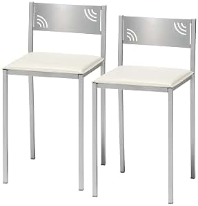 ASTIMESA Dos Taburetes de Cocina con Respaldo bajo en Polipiel Blanco, Altura de Asiento 45 cms, TARBBL