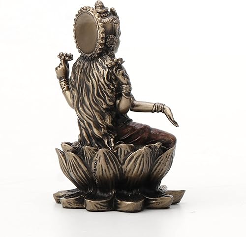 Miniatura 5 de Veronese Design 3 3/8" Lakshmi sentado en Lotus espiritual resina estatua pintado acabado de bronce
