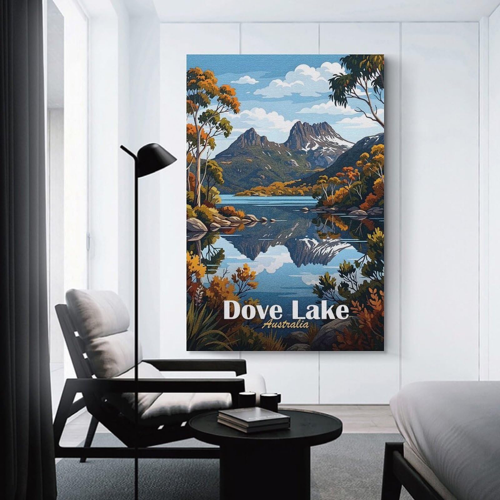 Junmoney Dove Lake, Australia Landscape Art Canvas Wall Picture, 12x18inch(30x45cm), for Wall Displays, Bedrooms Or Room Updates, Wall Decor Suited to Curated Displays