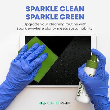 Sparkle Anti-Reflective Eco Friendly Lens Cleaner Spray Kit | (2x) 1oz Glasses Cleaner Bottle + (2x) Microfiber Cloth for Eyeglasses, Lenses, Screens and Sunglasses Cleaning Kit (4 Piece Set)