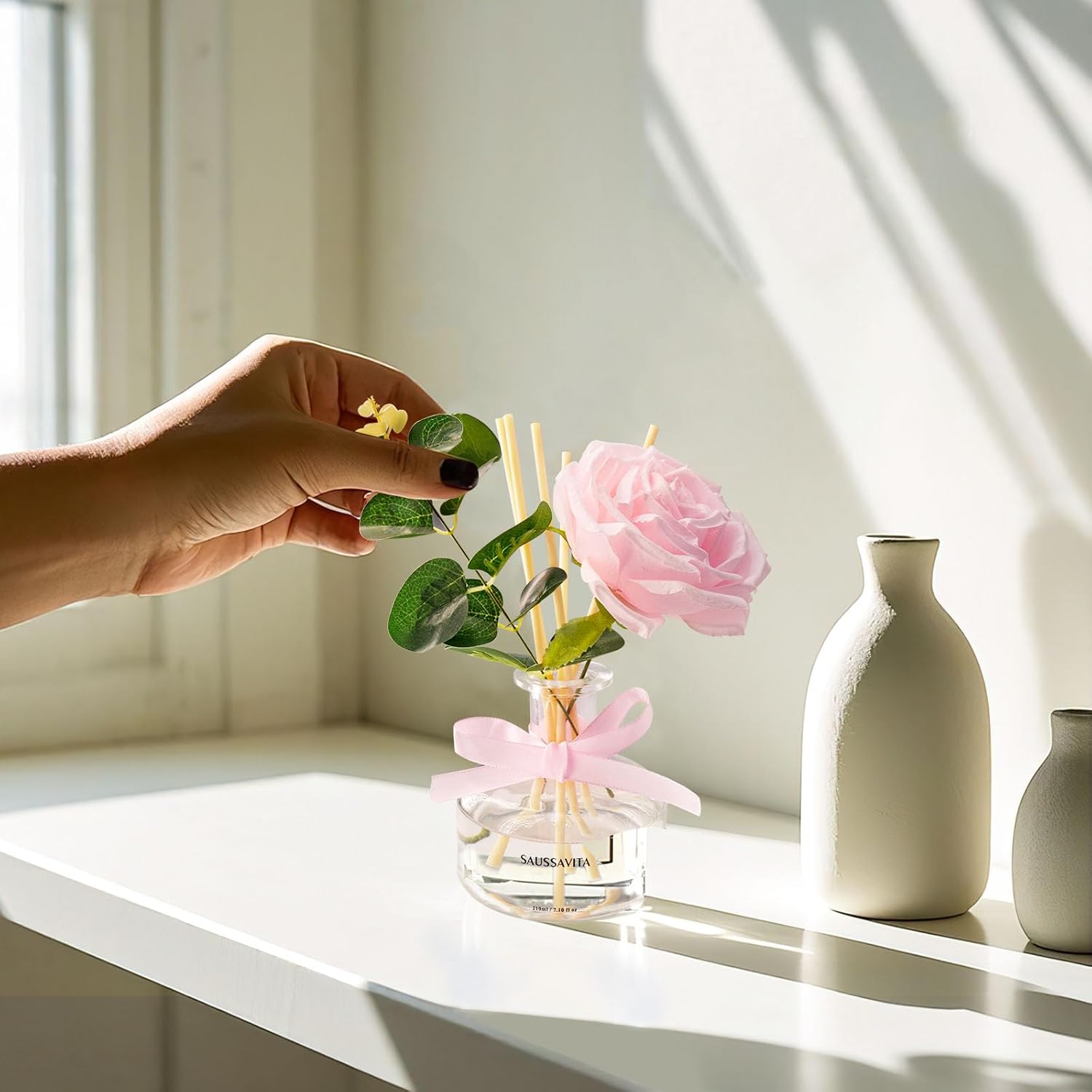 Reed Diffusers Set, 7.10 oz Rose Water Scented Diffuser with 7 Sticks, Long Lasting Home Fragrance for 120 Days, Perfect for Bathroom, Shelf Decor, Air Fresheners - Image 5