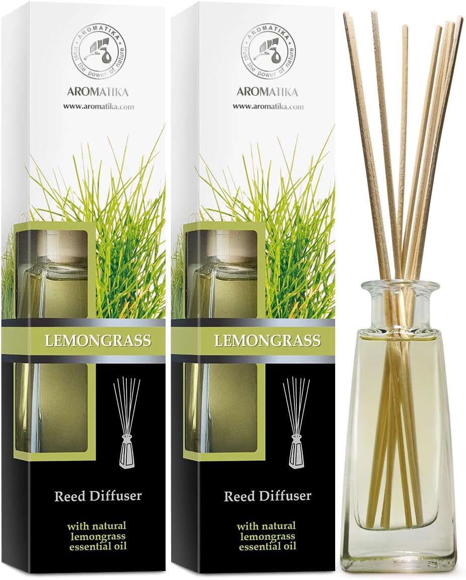 AROMATIKA Lemongrass Reed Diffuser Set 2x100ml โ Natural Essential Oil