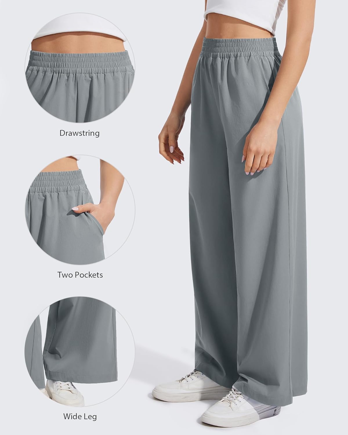 Womens Lightweight Wide Leg Pants Drapey with Pockets Athletic Yoga Pants Casual Travel Work Loose Pant - Image 4
