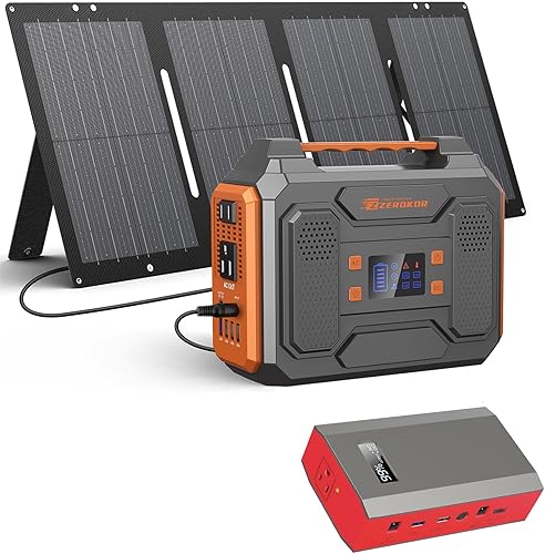 Generador solar portátil de 300 W con panel, banco de energía portátil de 65 W 110 V con toma de corriente alterna con cargador de panel solar de 60