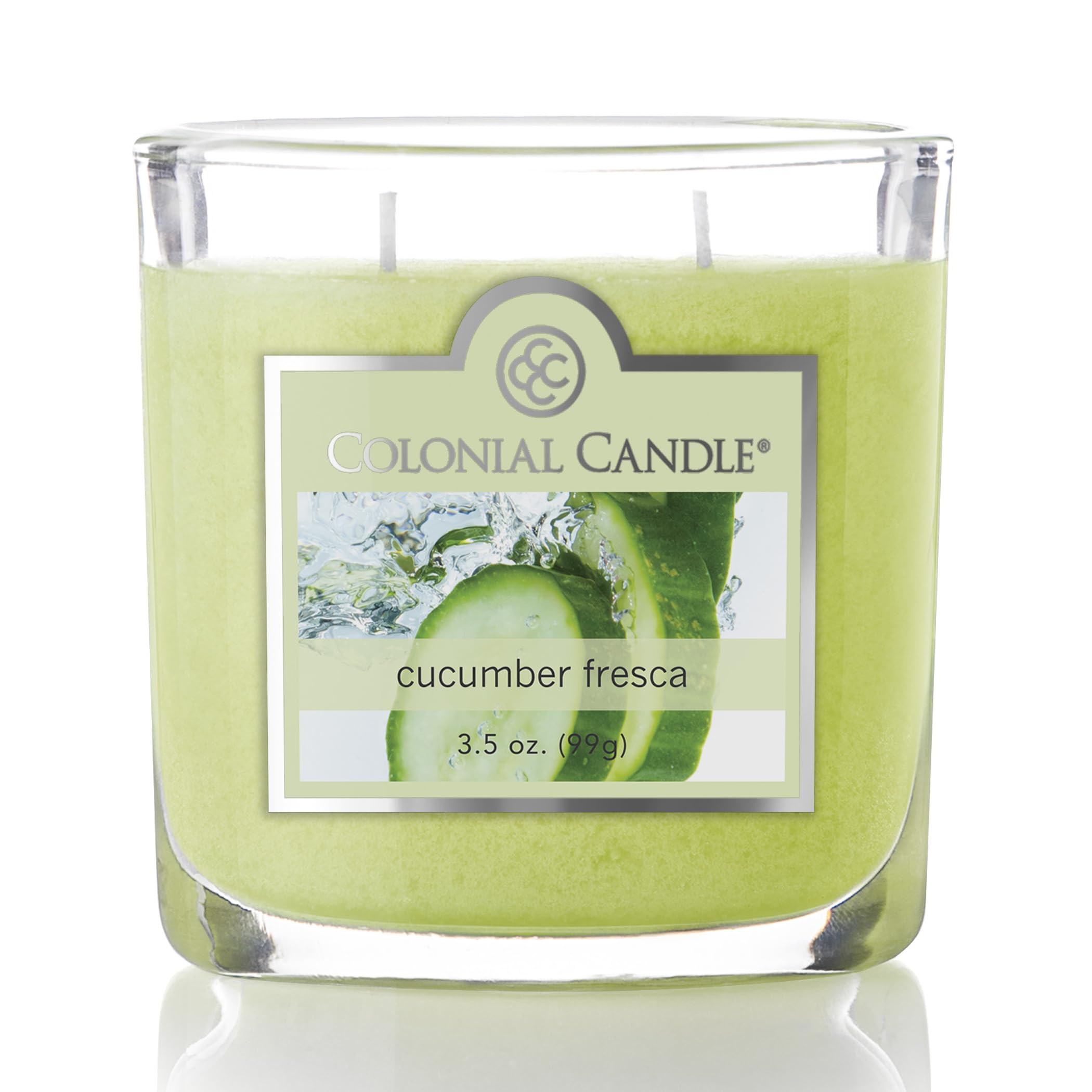 Colonial Candle Cucumber Fresca Scented Jar Candle, 2 Wick, 3.5 oz, Mottled Wax Candle