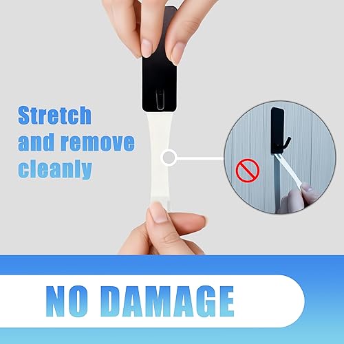 Miniatura 2 de 16 ganchos para toallas con tiras extraíbles para colgar, pared adhesiva resistente, al aire libre, sin daños, adecuado para pared adhesiva de baño,