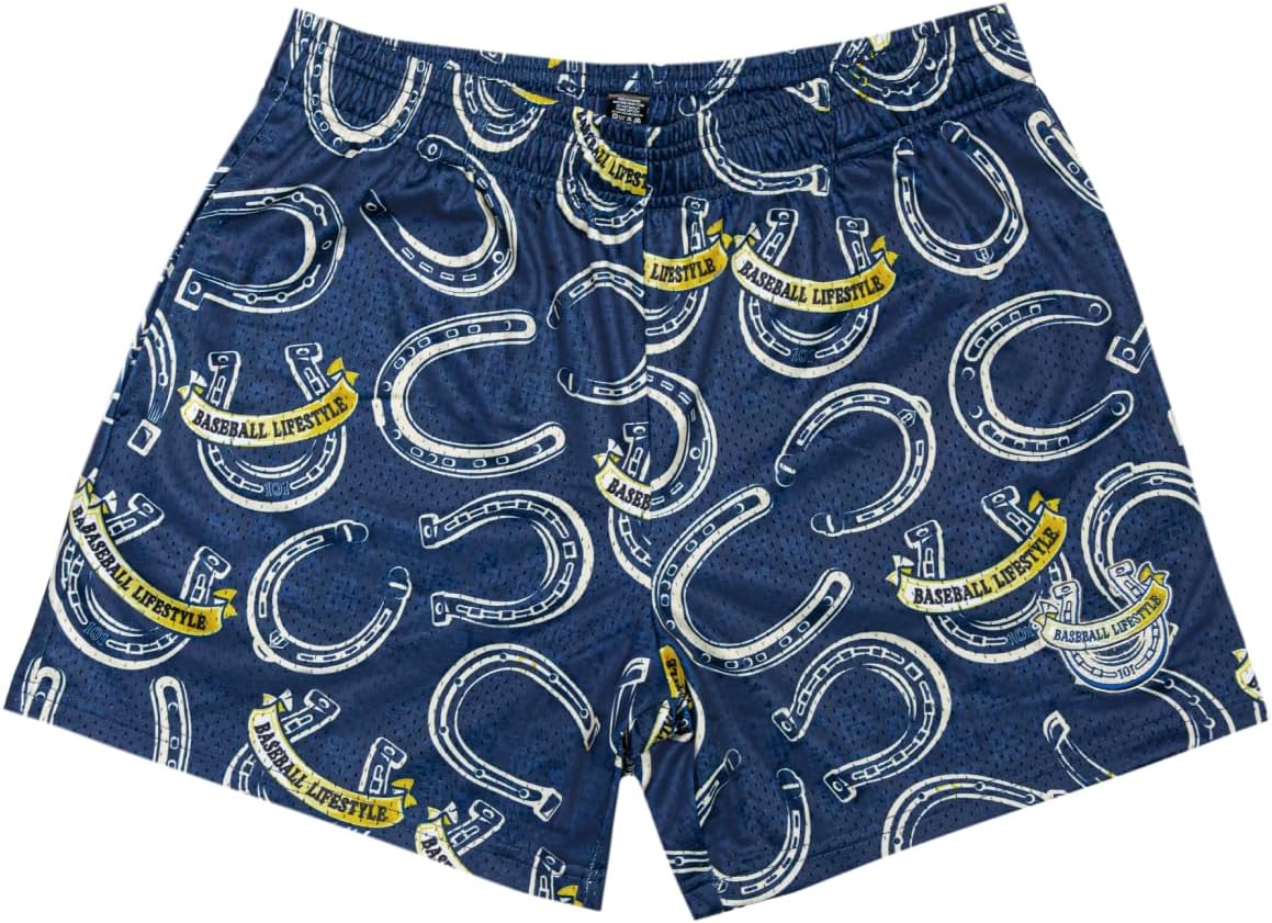 Baseball Lifestyle 101 Men's Wild West Windup Mesh Shorts with Side Pockets and Elastic Waist, 5 in Inseam S-2XL Sizes