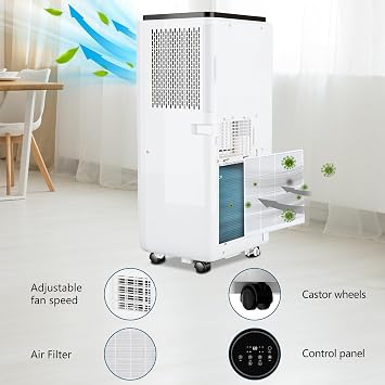 Portable Air Conditioners, 10000 BTU Portable AC, AC Unit with Cooling, Dehumidifying & Fan, Quiet Operation and Easy Mobility, Remote Control, Enhanced Air Quality for Home & Office