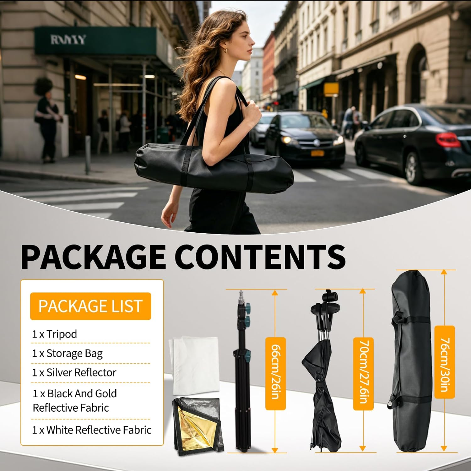 Photography Reflector with Stand, 41"x18" U-Shaped Light Reflector Kit