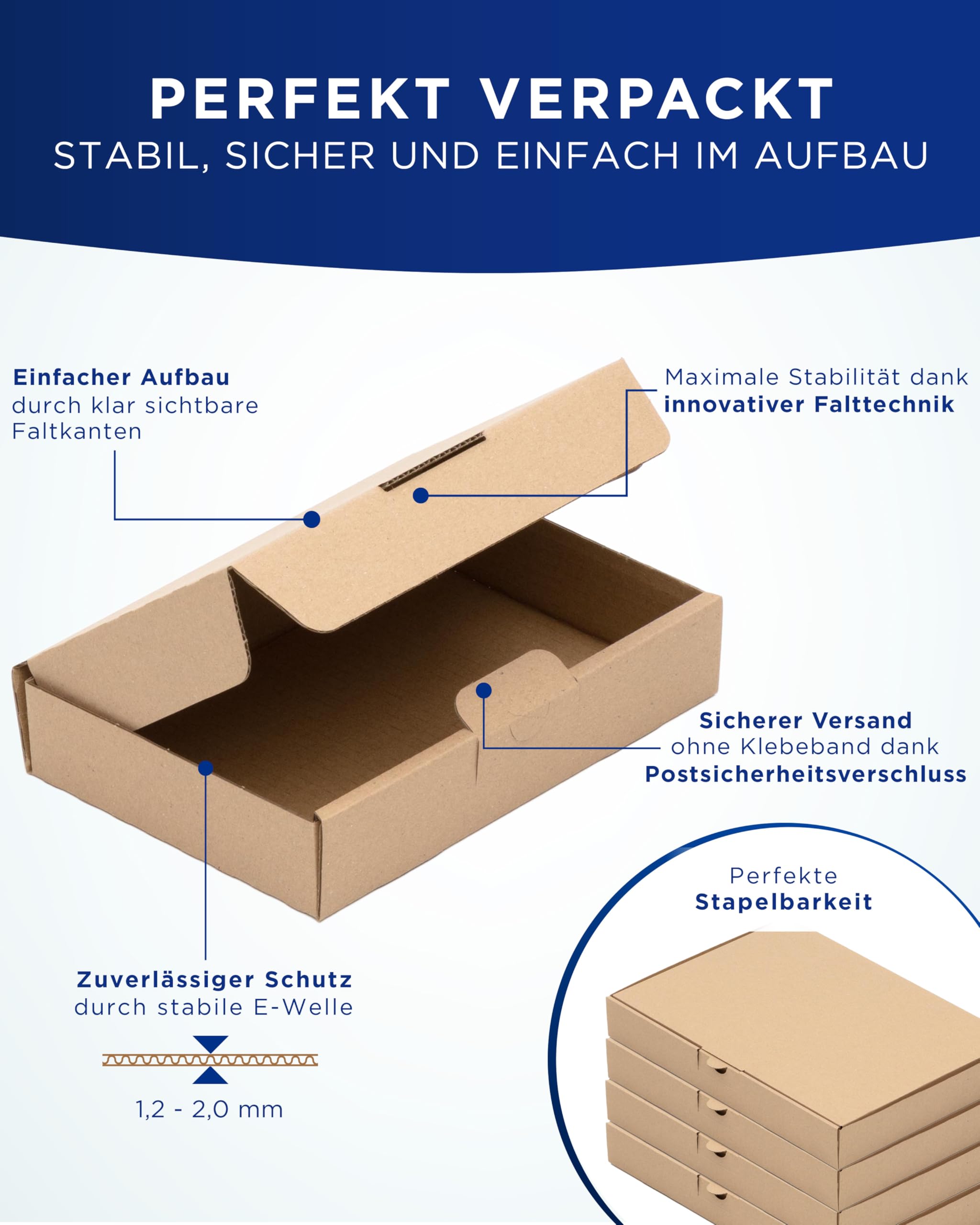 KK Verpackungen Maxibriefkartons 350 x 250 x 50 mm Braun DIN A4+ B4 (Innenmaß 350 x 250 x 50 mm) | 300 Stück, Versandkartons Faltschachteln Maxibrief Post-Kartons für Warensendungen Büchersendungen