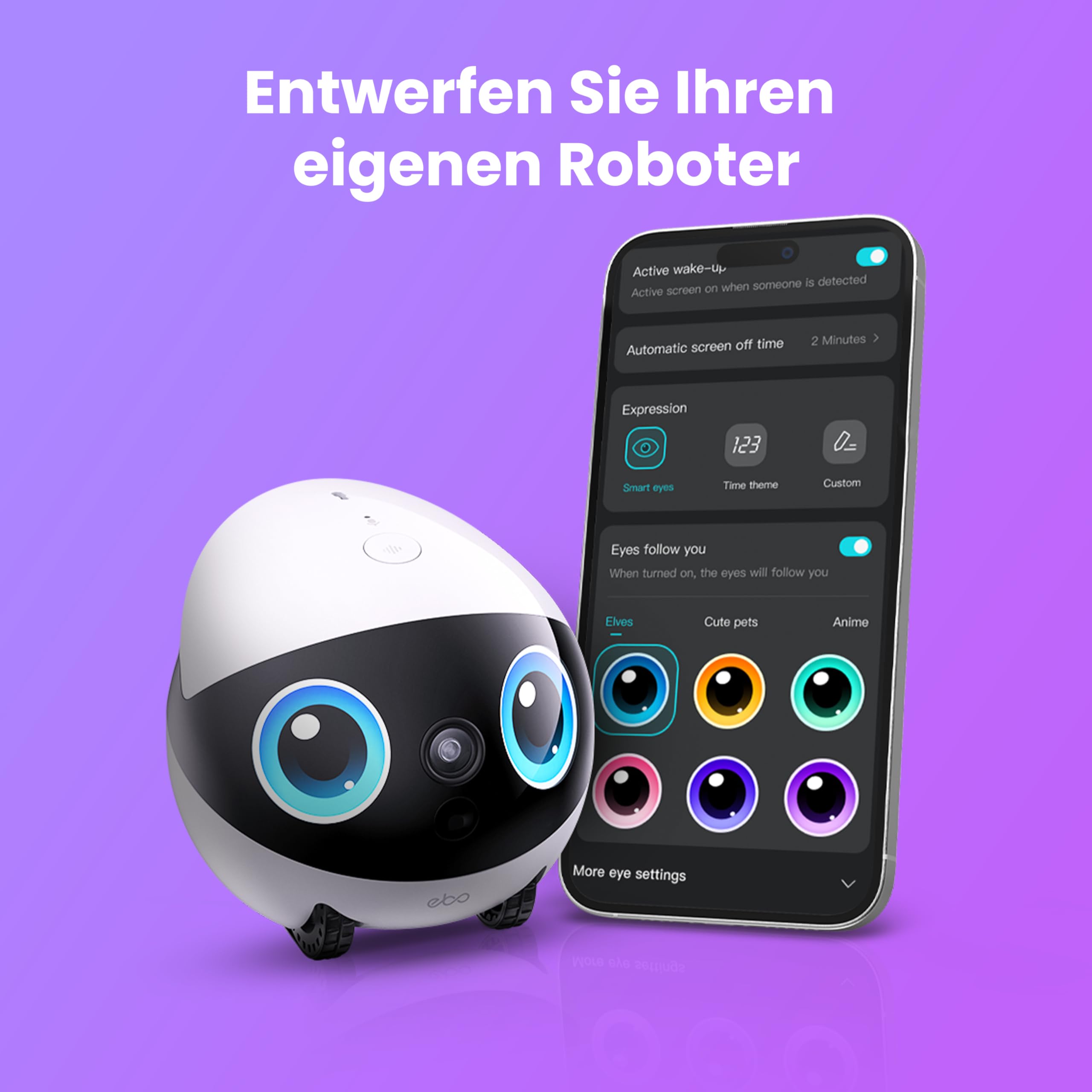 Enabot EBO Air 2 Plus FamilyBot, robot interattivo, sorveglianza domestica mobile 3K, telecamera di sorveglianza con chat AI (chatGPT) e pattuglia auto e audio e videochiamate bidirezionali (nebbia
