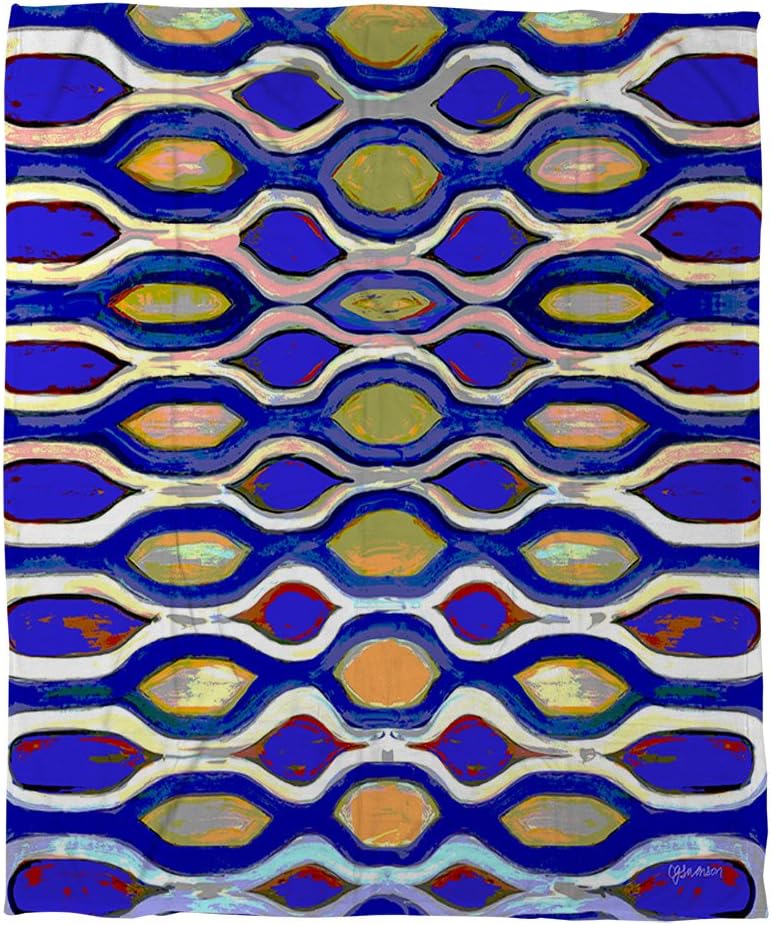 Manual Woodworkers & Weavers Coral Fleece Throw Blanket, 50 by 60-Inch, Indigo Geometric