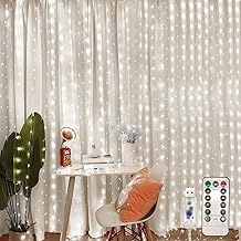 Jsdoin Curtain Lights, 3.6 x 3M with Remote Control 8 Modes USB Curtain Lights Christmas Outdoor, 360 LED Curtain LED Decoration for Christmas Garden Room Curtain (Cool White)