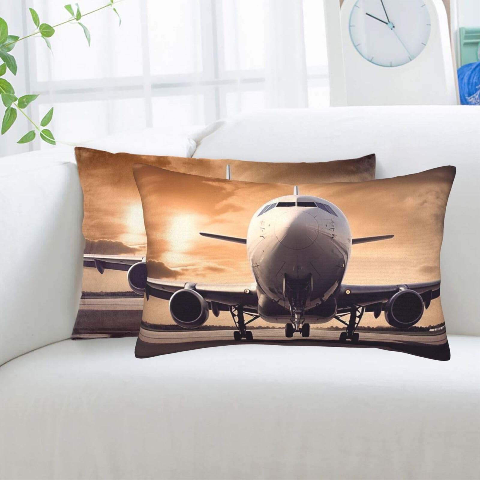 Airplane Standard Pillowcases Sets of 2, Ultra Soft Microfiber Plush Pillow Cases 20"X30" Comfort Decorative Throw Pillow Cover with Hidden Zipper for Bedroom, Sofa, Couch