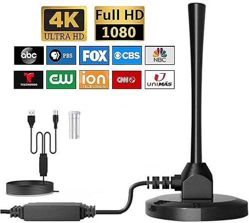 Antena de TV digital HD con base magnética, antena de TV interior para Smart TV, amplificador de rango de 300 millas, amplificador de señal,