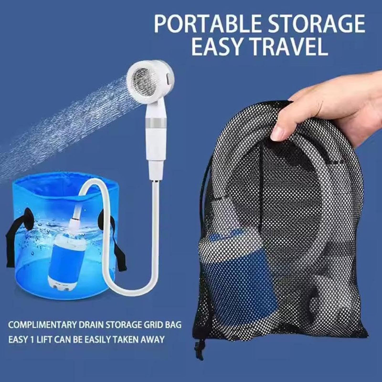 Kit Douche Camping, Douche Portable Pompe de Douche Électrique Rechargeable avec Tête de Douche Vanne D'arrêt et Batterie 4000mAH intégrée pour Extérieure,Camping