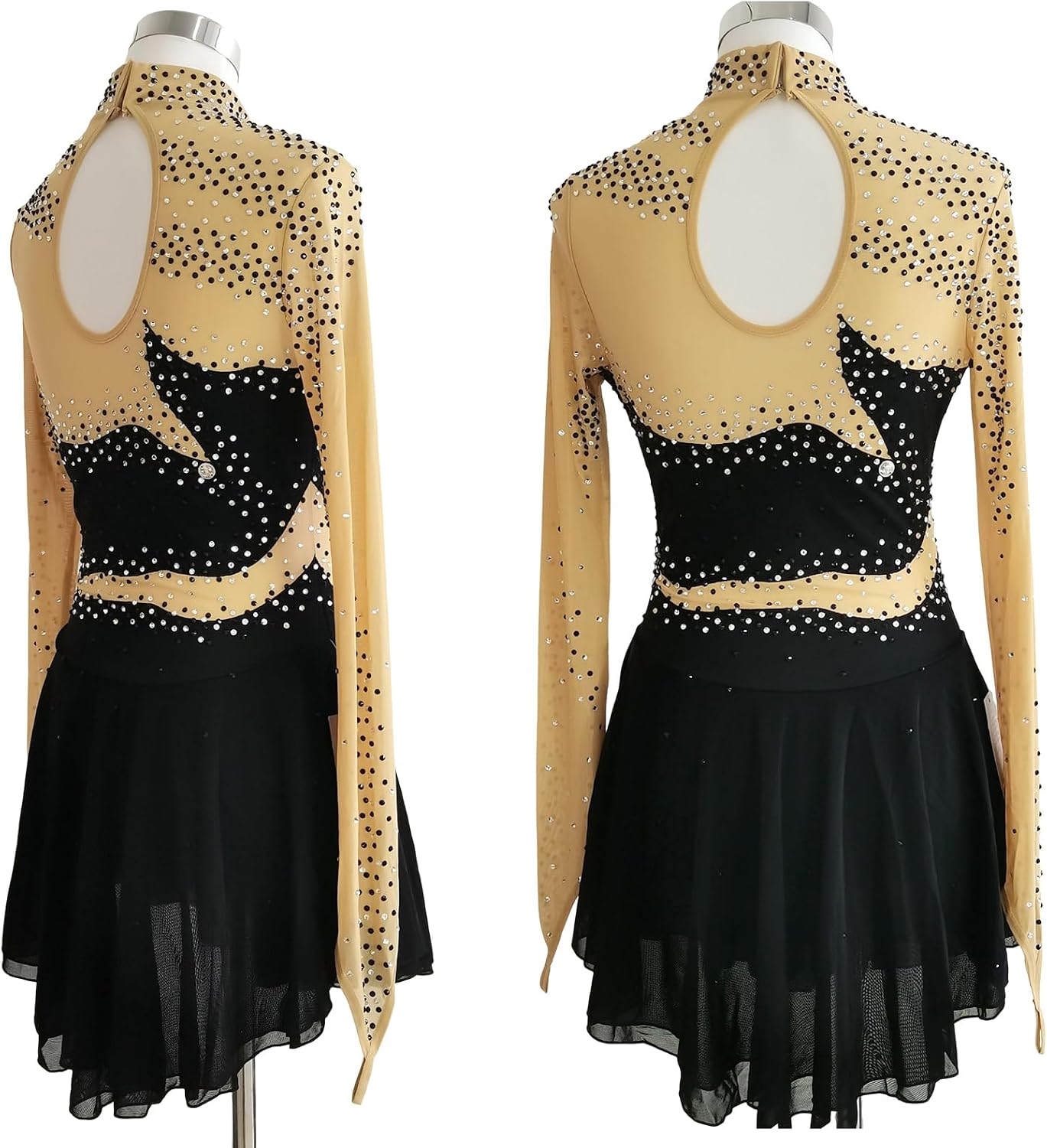 LIUHUO Figure Skating Dress Girl's Crystal Long Sleeves Colourful Customized Handmade Performance Competition