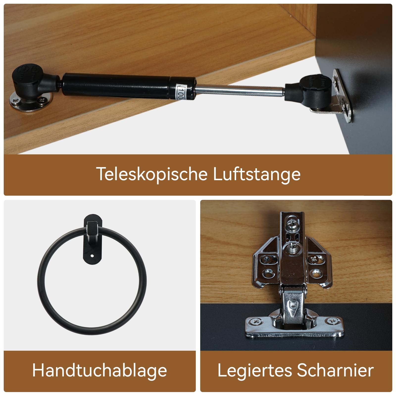 ZealWe Badmöbel Set 2-teilig Waschbecken mit Unterschrank 60 cm mit Handtuchhalter Rollenhalter, Waschtischunterschrank hängend mit Waschtish 54 cm für kleine Gäste WC Waschplatz, Blau