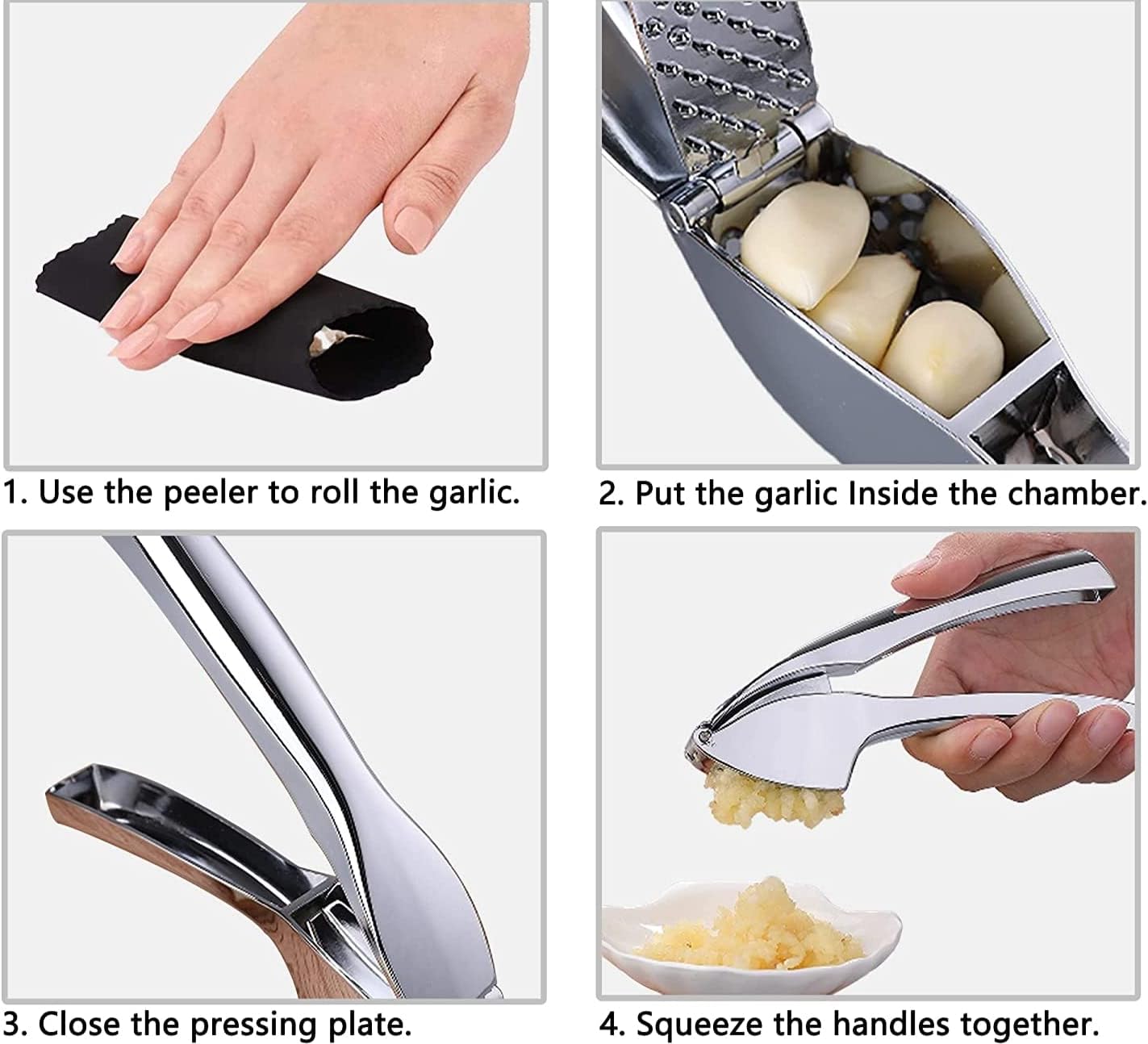 FlyHigh Premium Set of 3 The 2.0 Garlic Press Made of Stainless Steel - Extra Robust and Stable - 2023 Version