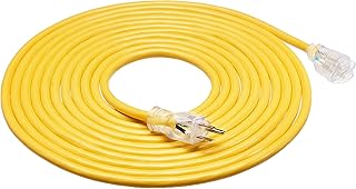 Amazon Basics 12/3 Heavy Duty SJTW Lighted Extension Cord, Yellow, 25 Foot