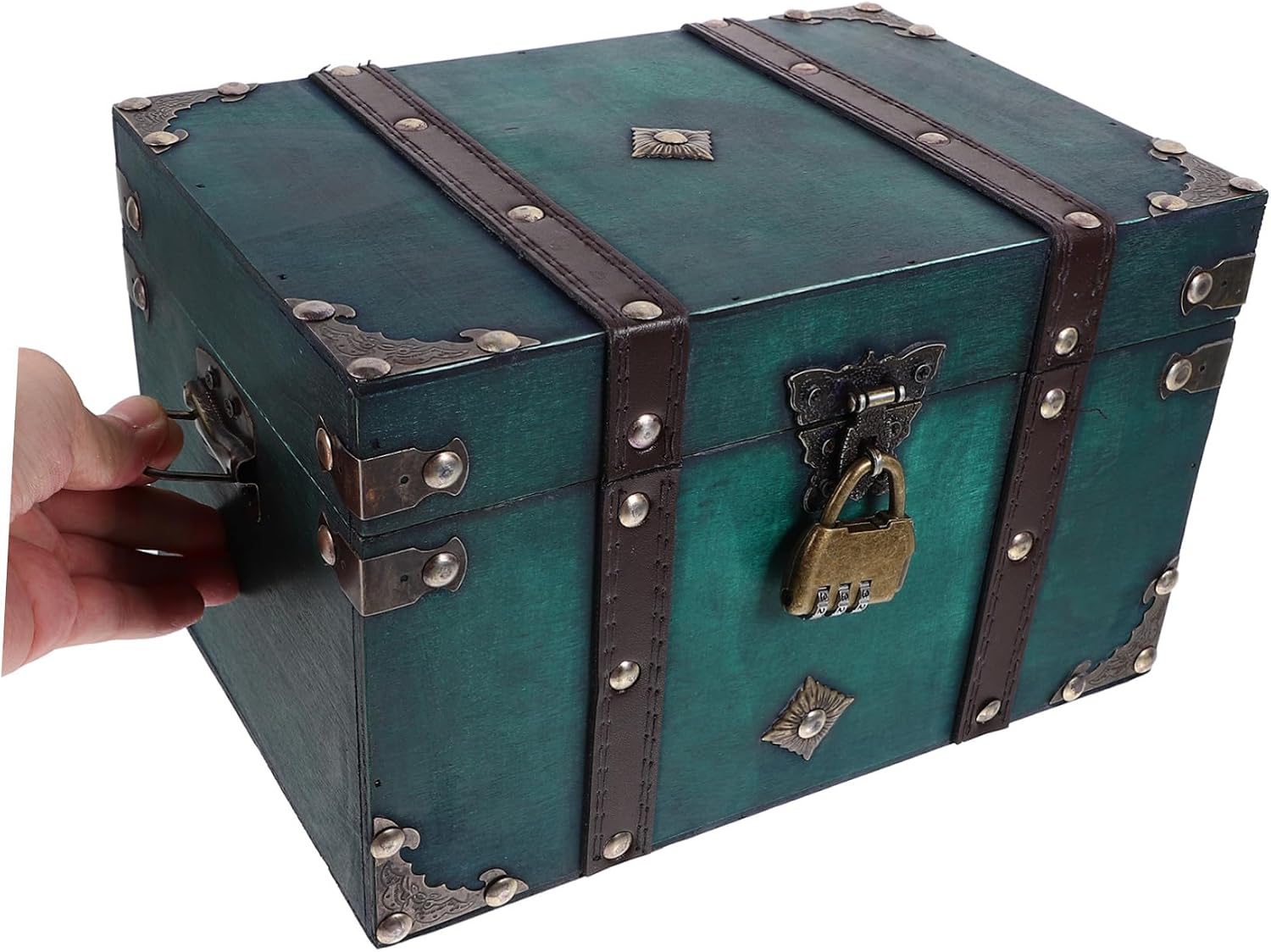 Retro Wooden Jewelry Box Lid Small Treasure Chest Decorative Storage for Trinkets Craft Organizer