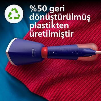 Philips 5000 Serisi Buharlı Düzleştirici - Güçlü 1400W, Sürekli Buhar, İki Su Haznesi, 35sn Hızlı Isınma, Eco ve Max Ayarları, Ayarlanabilir Başlık, Metal Taban, Aksesuarlar, Deniz Mavisi (STH5030/20)