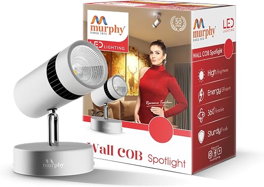 Murphy Aluminium 10W Adjustable Aliminum Led Wall Cob Surface Mounted Spot Light With 2 Years Warranty (Warm White, Pack O...