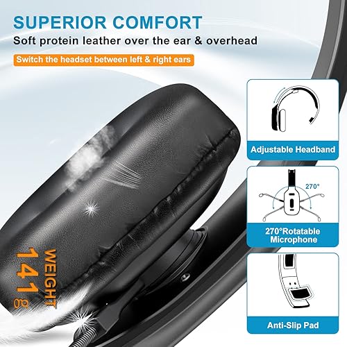 Miniatura 4 de Auriculares Bluetooth, auriculares inalámbricos para camionero con micrófono con cancelación de ruido y botón de silencio, auriculares para