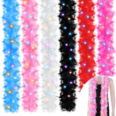 Panelee 2 Yards LED Feather Boas for DIY Dance Costume