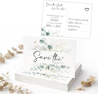 Eure Reise beginnt: Save the Date Karten Set (25 Stk) – Hochwertiges 300g Cremepapier in Postkarten-Format – Elegante Hochzeitskarten für den magischen ersten Schritt – Matt & Edel