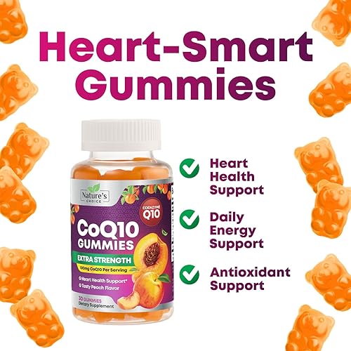 Miniatura 6 de CoQ10 - Gomitas para adultos de 100 mg, coenzima de absorción máxima Q10 (Ubiquinona)  Apoya la salud del corazón, energía celular, sin gluten,