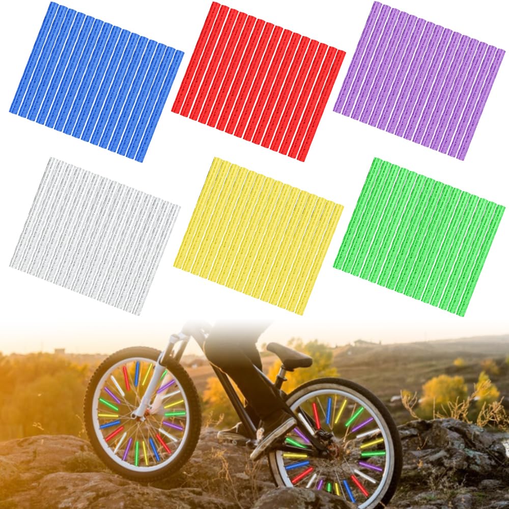 CAREDGO 72 Raggi Riflettenti per Biciclette 75 * 5 * 2mm Riflettori per  Raggi Bici in ABS Copriraggi Bici Colorata Verde Blu Giallo Viola Rosso  Bianco ...