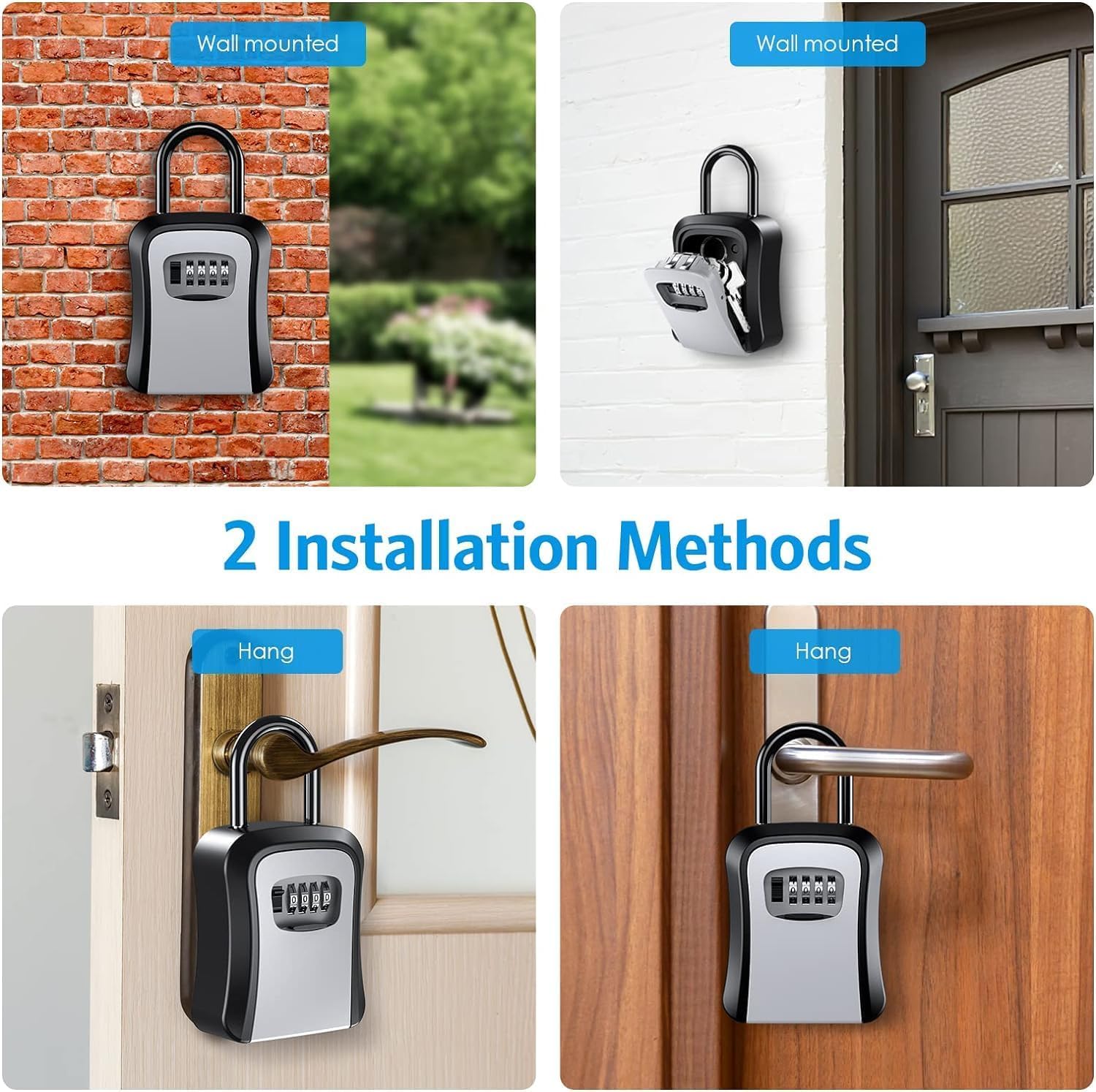 Drumil Wall Mounted Key Lock Box with Resettable Combination | Weatherproof Portable Key Safe for House, Garage & Office | Heavy-Duty Secure Key Storage for Realtors, Airbnb & Spare Keys 3