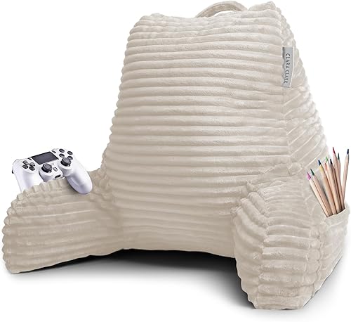 Clara Clark Almohada de lectura para cama para adultos, almohada de espalda para sentarse en la cama, almohadas de cama estándar para sentarse en la