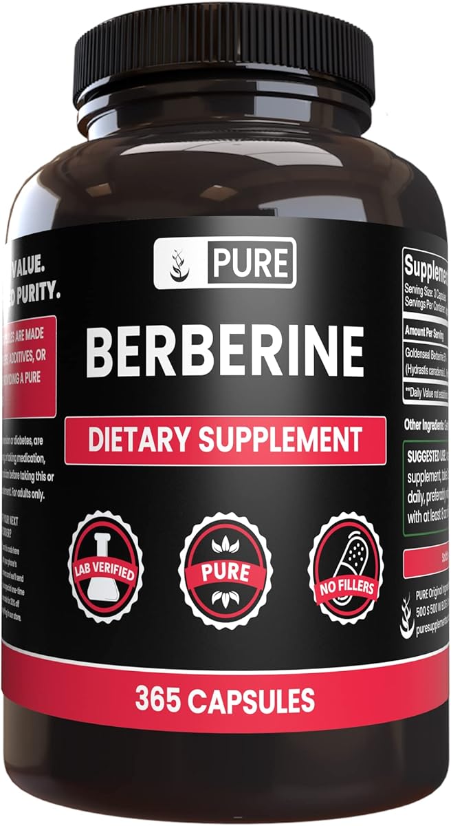 PURE ORIGINAL INGREDIENTS Berberine (365 Capsules) No Magnesium Or Rice Fillers, Always Pure, Lab Verified