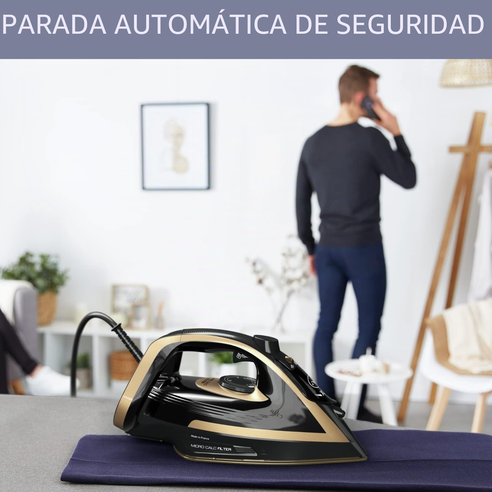 Calor Puregliss - Plancha de vapor, 3000 W, flujo de vapor 50 g/min, función de prensado 280 g/min, protección antimanchas, apagado automático de seguridad, fabricado en Francia FV8064C0