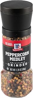 McCormick Peppercorn Medley Adjustable Grinder - Black, Pink, White & Green Peppercorns with Coriander & Allspice, 2.29 oz