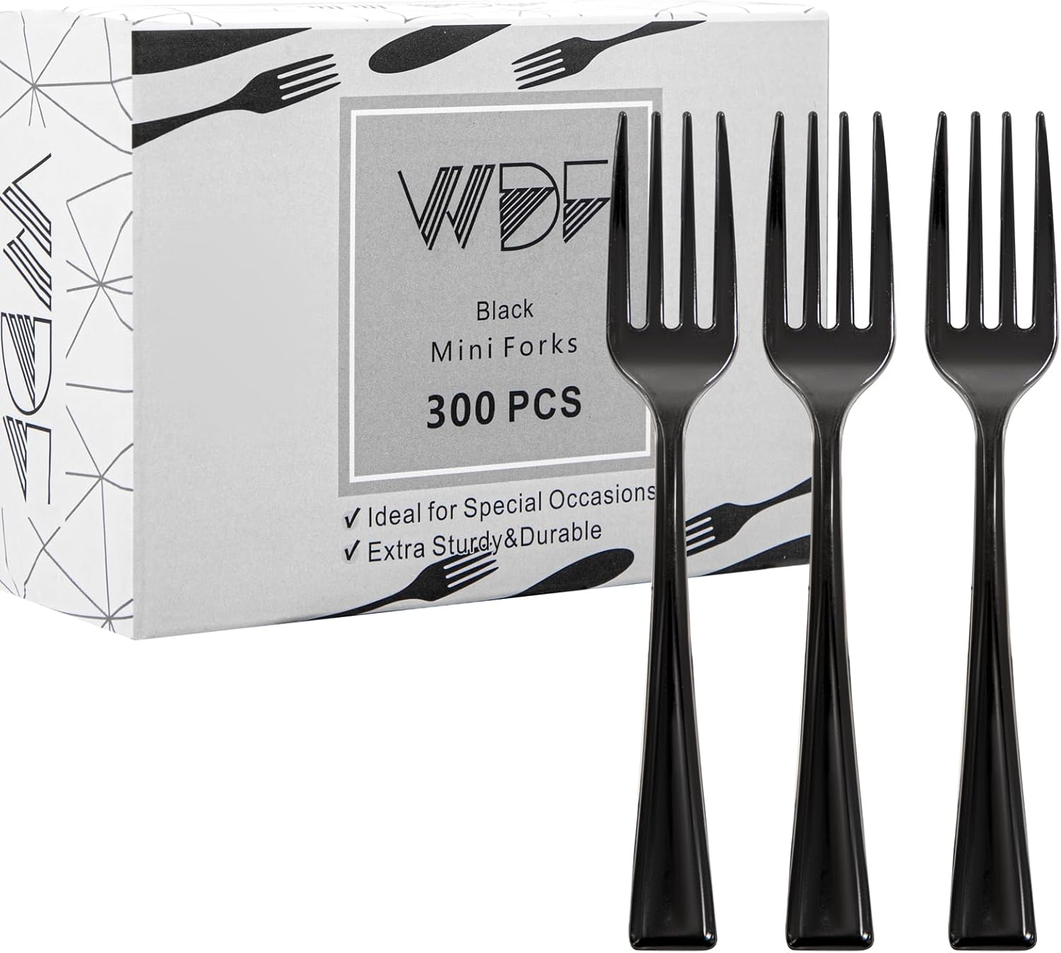 WDF 300 Pieces Plastic Mini Forks-4inches Plastic Forks-Heavy Duty Plastic Tasting Forks-Perfect for Small Appetizers and Desserts for New Year/Graduation (Clear)