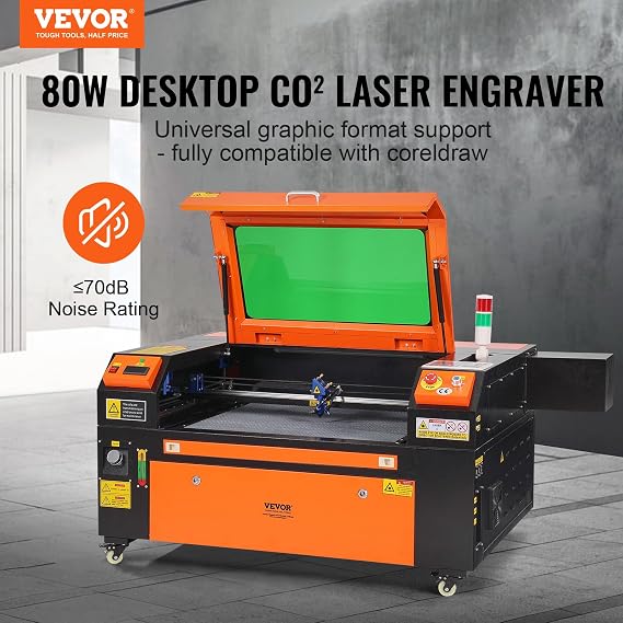 VEVOR 80W CO2 Laser Engraver, 20 x 28 in, 19.7 IPS Laser Cutter Machine with 2-Way Pass Air Assist, Compatible with LightBurn, CorelDRAW, AutoCAD, Windows, Mac OS, Linux, for Wood Acrylic Fabric More