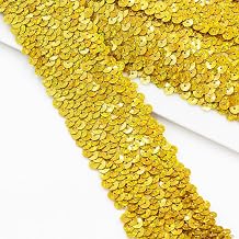 Length 5Yards Wide 1.9 Inch Shining Gold Elastic Sequin Ribbon Trim for Sewing Dress Dance Costumes Headband Shining Gold