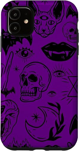 Miniatura 10 de Funda púrpura para iPhone 14 Plus Halloween Skull Sphinx Cat