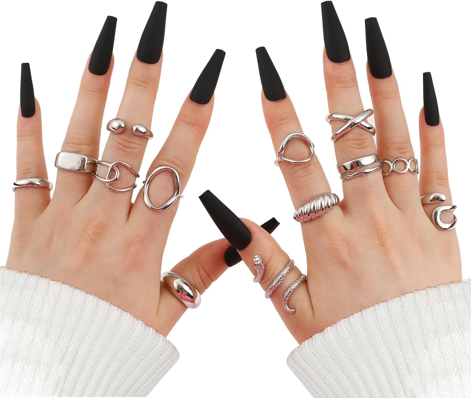 10PCS Gold Dome Chunky Rings for Women 18K Gold Plated Braided Twisted Round Signet Rings Adjustable Open Ring Band Statement Jewelry Size 7-9 - Image 2